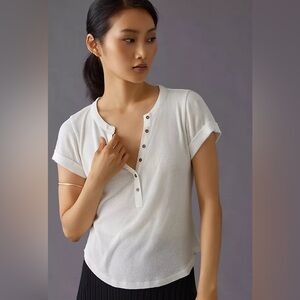 NWT Fitted Ribbed Henley White Sz L